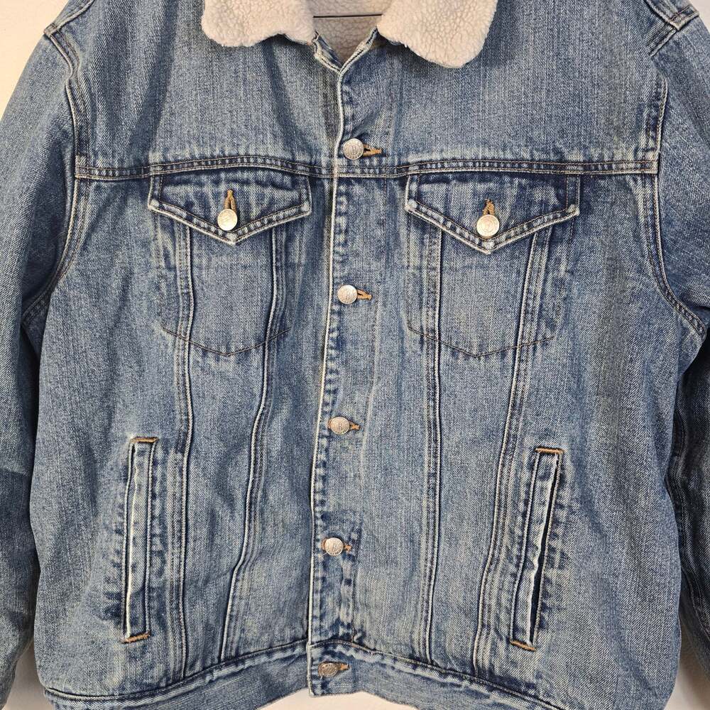 GH Bass Denim Trucker Jacket Men's XL Blue Sherpa Lined Classic Outdoors Vintage - Picture 3 of 10